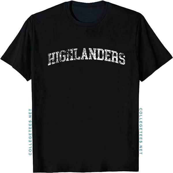 Highlanders Arch Vintage Retro College Athletic Sports T-Shirt