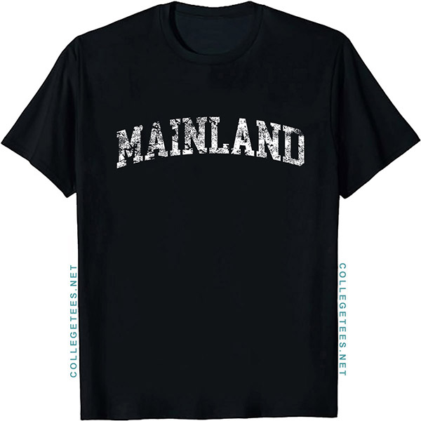 Mainland Arch Vintage Retro College Athletic Sports T-Shirt